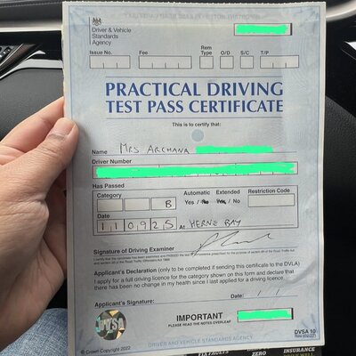 Student with pass certificate