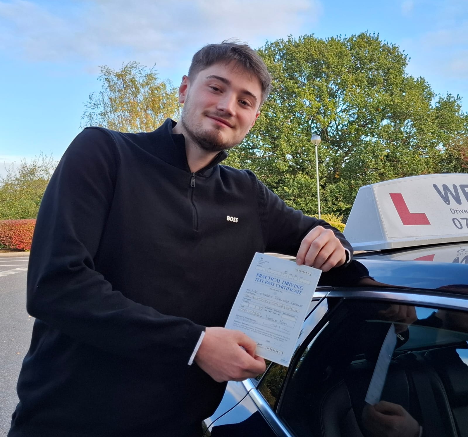 Student with pass certificate